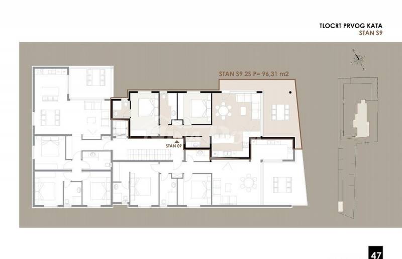 Apartmán ve druhém patře, dvě ložnice, v blízkosti moře a pláže S9 - 2