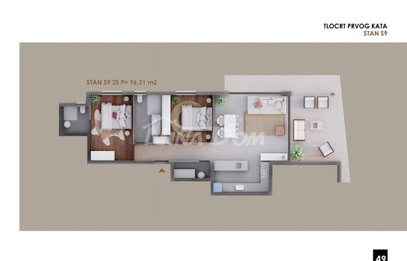 Apartmán ve druhém patře, dvě ložnice, v blízkosti moře a pláže S9 - 4