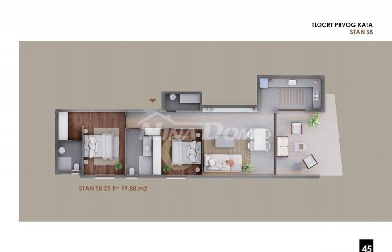 Apartmán v prvním patře, dvě ložnice, v blízkosti moře a pláže S8 - 4
