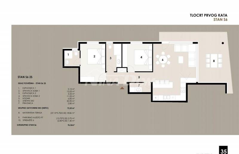 Apartmán v prvním patře, dvě ložnice, v blízkosti moře a pláže S6 - 3