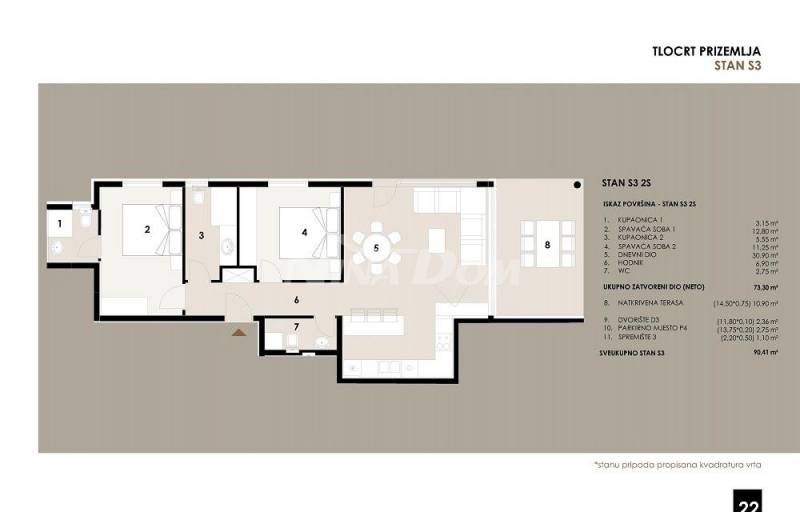 Přízemní apartmán se zahradou, v blízkosti moře a pláže S3 - 3