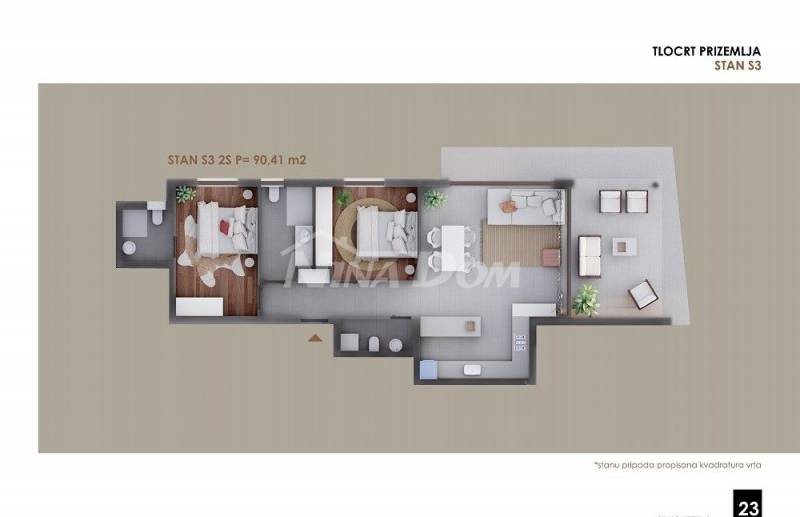 Přízemní apartmán se zahradou, v blízkosti moře a pláže S3 - 4