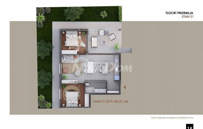 Přízemní apartmán se zahradou, v blízkosti moře a pláže - 11